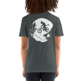 Short-Sleeve Unisex T-Shirt - Mountain Biker on Back (Black/Navy/Gray/Dk Gray)