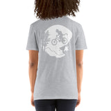 Short-Sleeve Unisex T-Shirt - Mountain Biker on Back (Black/Navy/Gray/Dk Gray)