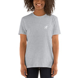 Short-Sleeve Unisex T-Shirt - Mountain Biker on Back (Black/Navy/Gray/Dk Gray)