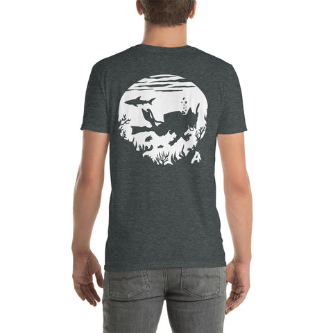 Short-Sleeve Unisex T-Shirt - SCUBA  on Back (Black/Navy/Gray/Dk Gray)